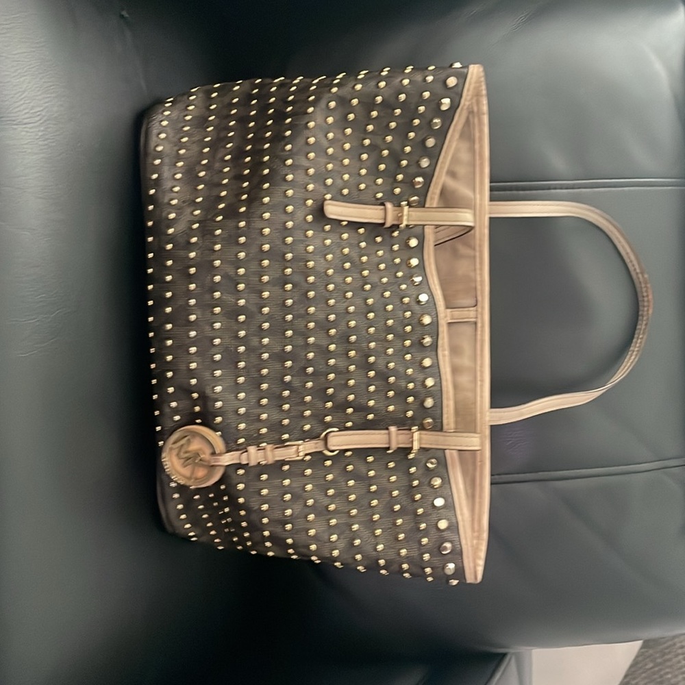 Gorgeous Michael Kors brown with gold studs bag!!!